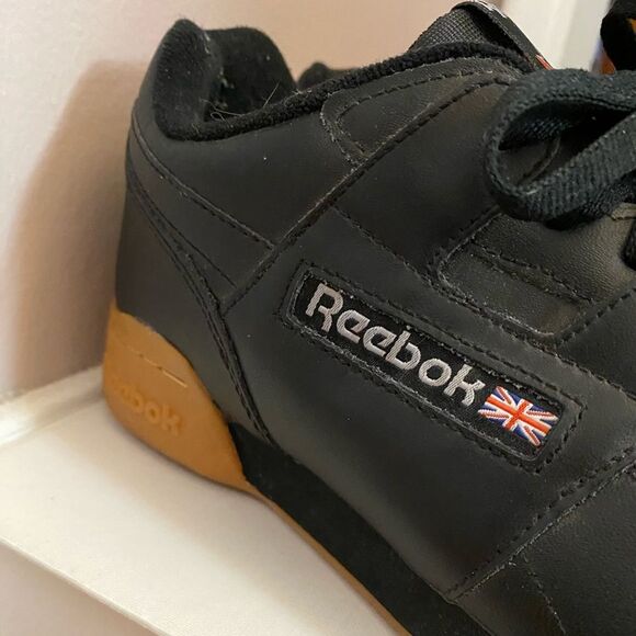 Reebok Ripple Black Leather Sneakers Men’s 9.5 Women\'s 11 Trainers Athleisure